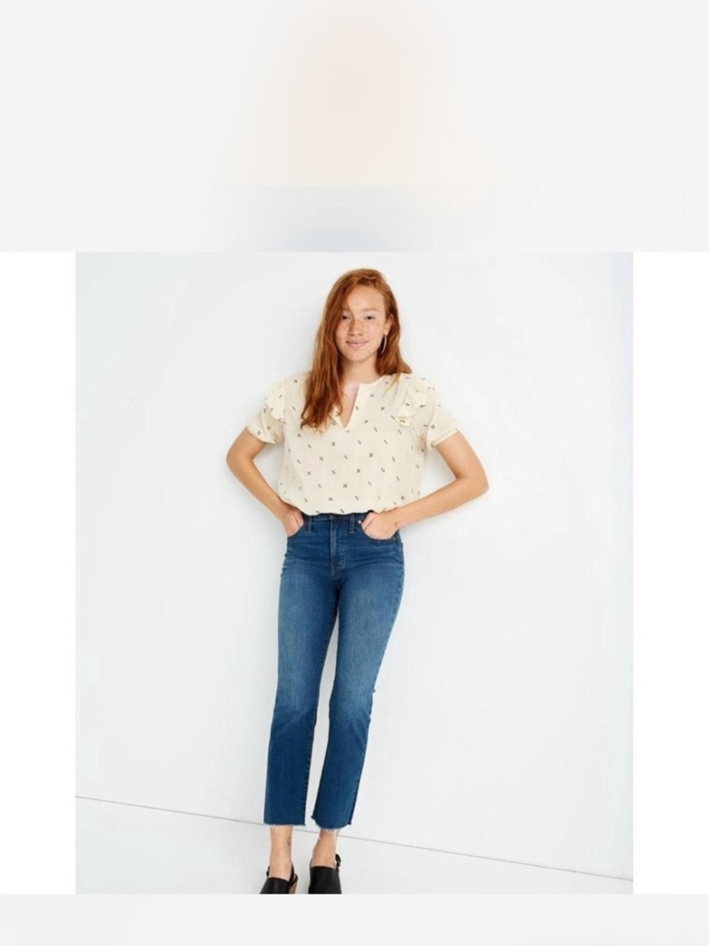 High-Rise Straight Crop Jeans in Medium Blue